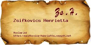 Zsifkovics Henrietta névjegykártya